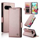 For Google Pixel 9a Side Buckle Magnetic Frosted Leather Phone Case(Rose Gold) - 1