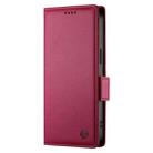 For Google Pixel 9a Side Buckle Magnetic Frosted Leather Phone Case(Wine Red) - 2