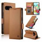 For Google Pixel 9a Side Buckle Magnetic Frosted Leather Phone Case(Brown) - 1