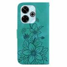 For Xiaomi Poco M6 4G Lily Embossed Leather Phone Case(Green) - 3