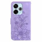 For Xiaomi Poco M6 4G Lily Embossed Leather Phone Case(Purple) - 3