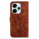 For Xiaomi Poco M6 4G Lily Embossed Leather Phone Case(Brown) - 3