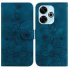 For Xiaomi Poco M6 4G Lily Embossed Leather Phone Case(Dark Blue) - 1