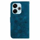 For Xiaomi Poco M6 4G Lily Embossed Leather Phone Case(Dark Blue) - 3