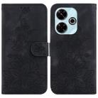 For Xiaomi Poco M6 4G Lily Embossed Leather Phone Case(Black) - 1