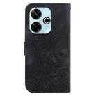 For Xiaomi Poco M6 4G Lily Embossed Leather Phone Case(Black) - 3