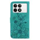 For Xiaomi Poco F6 Pro Lily Embossed Leather Phone Case(Green) - 3