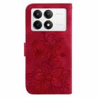 For Xiaomi Poco F6 Pro Lily Embossed Leather Phone Case(Red) - 3
