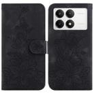 For Xiaomi Poco F6 Pro Lily Embossed Leather Phone Case(Black) - 1