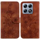 For Xiaomi 14T Pro Lily Embossed Leather Phone Case(Brown) - 1