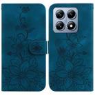 For Xiaomi 14T Pro Lily Embossed Leather Phone Case(Dark Blue) - 1