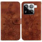 For Xiaomi 15 Pro Lily Embossed Leather Phone Case(Brown) - 1