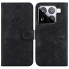 For Xiaomi 15 Pro Lily Embossed Leather Phone Case(Black) - 1