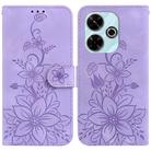 For Xiaomi Redmi 13 4G Lily Embossed Leather Phone Case(Purple) - 1