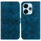 For Xiaomi Redmi 13 4G Lily Embossed Leather Phone Case(Dark Blue) - 1