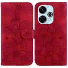 For Xiaomi Redmi 13 4G Lily Embossed Leather Phone Case(Red) - 1