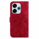 For Xiaomi Redmi 13 4G Lily Embossed Leather Phone Case(Red) - 3