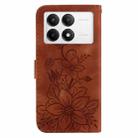 For Xiaomi Redmi K70 / K70 Pro Lily Embossed Leather Phone Case(Brown) - 3