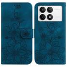 For Xiaomi Redmi K70 / K70 Pro Lily Embossed Leather Phone Case(Dark Blue) - 1