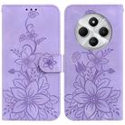 For Redmi 14C 4G Lily Embossed Leather Phone Case(Purple) - 1