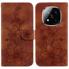 For Redmi Note 14 Pro / Note 14 Pro+ 5G Lily Embossed Leather Phone Case(Brown) - 1