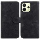 For Redmi Note 14 4G 164.84mm Lily Embossed Leather Phone Case(Black) - 1