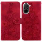 For Redmi A5 4G 173.3mm Lily Embossed Leather Phone Case(Red) - 1