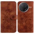 For Redmi K80 / K80 Pro / Xiaomi Poco F7 Pro Lily Embossed Leather Phone Case(Brown) - 1