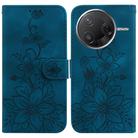 For Redmi K80 / K80 Pro / Xiaomi Poco F7 Pro Lily Embossed Leather Phone Case(Dark Blue) - 1
