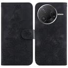 For Redmi K80 / K80 Pro / Xiaomi Poco F7 Pro Lily Embossed Leather Phone Case(Black) - 1