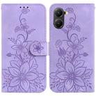 For Redmi Turbo 4 / Xiaomi Poco X7 Pro Lily Embossed Leather Phone Case(Purple) - 1