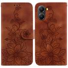 For Redmi Turbo 4 / Xiaomi Poco X7 Pro Lily Embossed Leather Phone Case(Brown) - 1