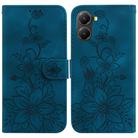 For Redmi Turbo 4 / Xiaomi Poco X7 Pro Lily Embossed Leather Phone Case(Dark Blue) - 1