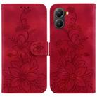 For Redmi Turbo 4 / Xiaomi Poco X7 Pro Lily Embossed Leather Phone Case(Red) - 1