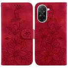 For Redmi A5 4G 171.7mm Lily Embossed Leather Phone Case(Red) - 1
