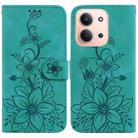 For Redmi 15C 4G 173.1mm / 15C 5G 173.1mm Lily Embossed Leather Phone Case(Green) - 1