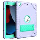 For iPad 10.2 2021 / 2020 / 2019 Armor Holder Silicone Hybrid PC Tablet Case(Purple Mint Green) - 1