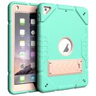 For iPad 9.7 2018 / Air / Air 2 Armor Holder Silicone Hybrid PC Tablet Case(Mint Green Gold) - 1