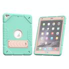 For iPad 9.7 2018 / Air / Air 2 Armor Holder Silicone Hybrid PC Tablet Case(Mint Green Gold) - 2