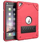 For iPad 9.7 2018 / Air / Air 2 Armor Holder Silicone Hybrid PC Tablet Case(Red Black) - 1