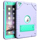 For iPad 9.7 2018 / Air / Air 2 Armor Holder Silicone Hybrid PC Tablet Case(Purple Mint Green) - 1