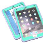 For iPad 9.7 2018 / Air / Air 2 Armor Holder Silicone Hybrid PC Tablet Case(Purple Mint Green) - 2