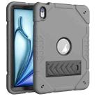 For iPad Air 11 2025 / 2024 Armor Holder Silicone Hybrid PC Tablet Case(Grey Black) - 1