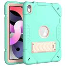 For iPad Air 2022 / 2020 10.9 Armor Holder Silicone Hybrid PC Tablet Case(Mint Green Gold) - 1