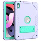 For iPad Air 2022 / 2020 10.9 Armor Holder Silicone Hybrid PC Tablet Case(Purple Mint Green) - 1