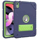 For iPad Air 2022 / 2020 10.9 Armor Holder Silicone Hybrid PC Tablet Case(Navy Yellow Green) - 1