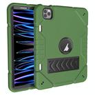 For iPad Pro 11 2022 / 2021 / 2020 Armor Holder Silicone Hybrid PC Tablet Case(Army Green Black) - 1