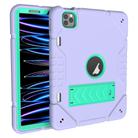 For iPad Pro 11 2022 / 2021 / 2020 Armor Holder Silicone Hybrid PC Tablet Case(Purple Mint Green) - 1