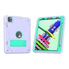 For iPad Pro 11 2022 / 2021 / 2020 Armor Holder Silicone Hybrid PC Tablet Case(Purple Mint Green) - 2