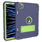 For iPad Pro 11 2022 / 2021 / 2020 Armor Holder Silicone Hybrid PC Tablet Case(Navy Yellow Green) - 1